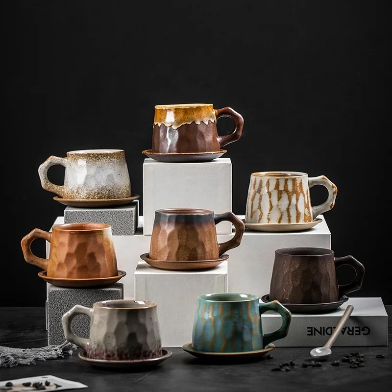 Wholesale Rhombus Embossed Ceramic Coffee Mugs 12 Oz