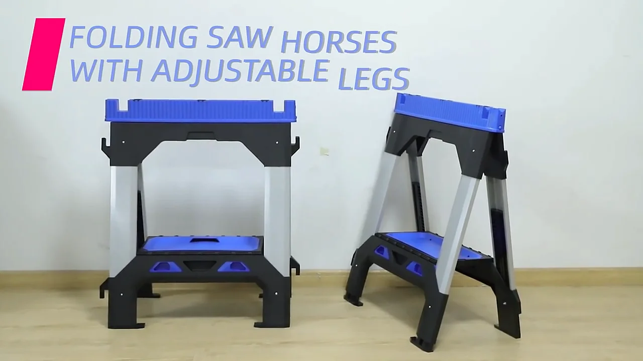 Height Adjustable Metal Folding Sawhorses For Cutting Logs Buy Height