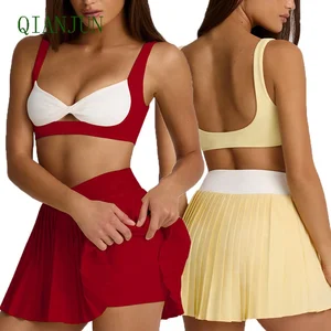 High Support Women Color-Blocked Two-Piece Yoga Set Breathable Yoga Sports Bra Butterfly Knot Backless Design Set