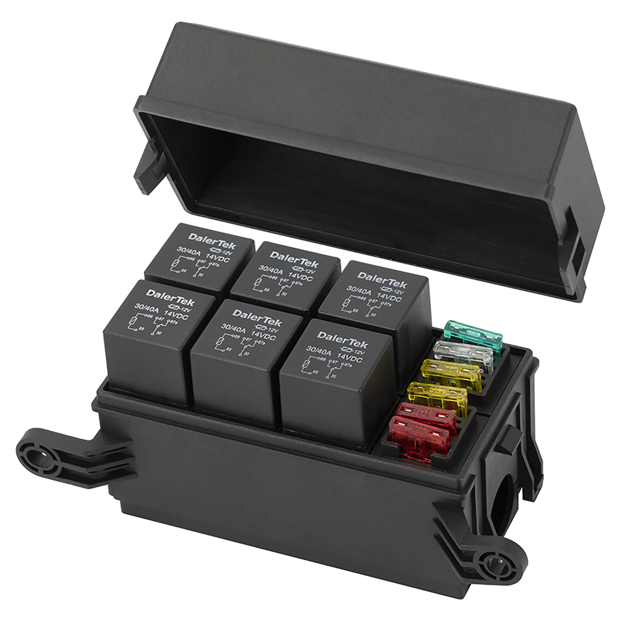 自動車用 防水6連ヒューズリレーボックス 12V/24V対応 40A 4ピン/5