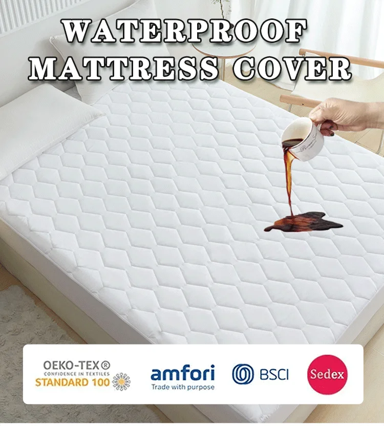 Home Hotel Water Resistant Bed Mat 360° Bed protection Waterproof Mattress Protector Cover details