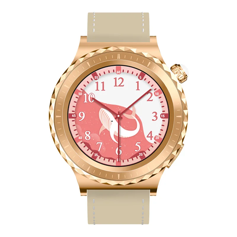 Gold JS36 LOVE Smart Watch 2023 Heart Rate Fitness tracker Wireless Charging Metal Leather Band Women Smart Watch JS36