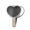 Black heart handheld mirror with rhinestone