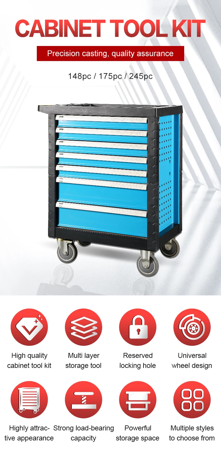 6/7 Drawers Heavy Duty Tool Cabinet With 175 Pcs Hand Tools For Sale ...