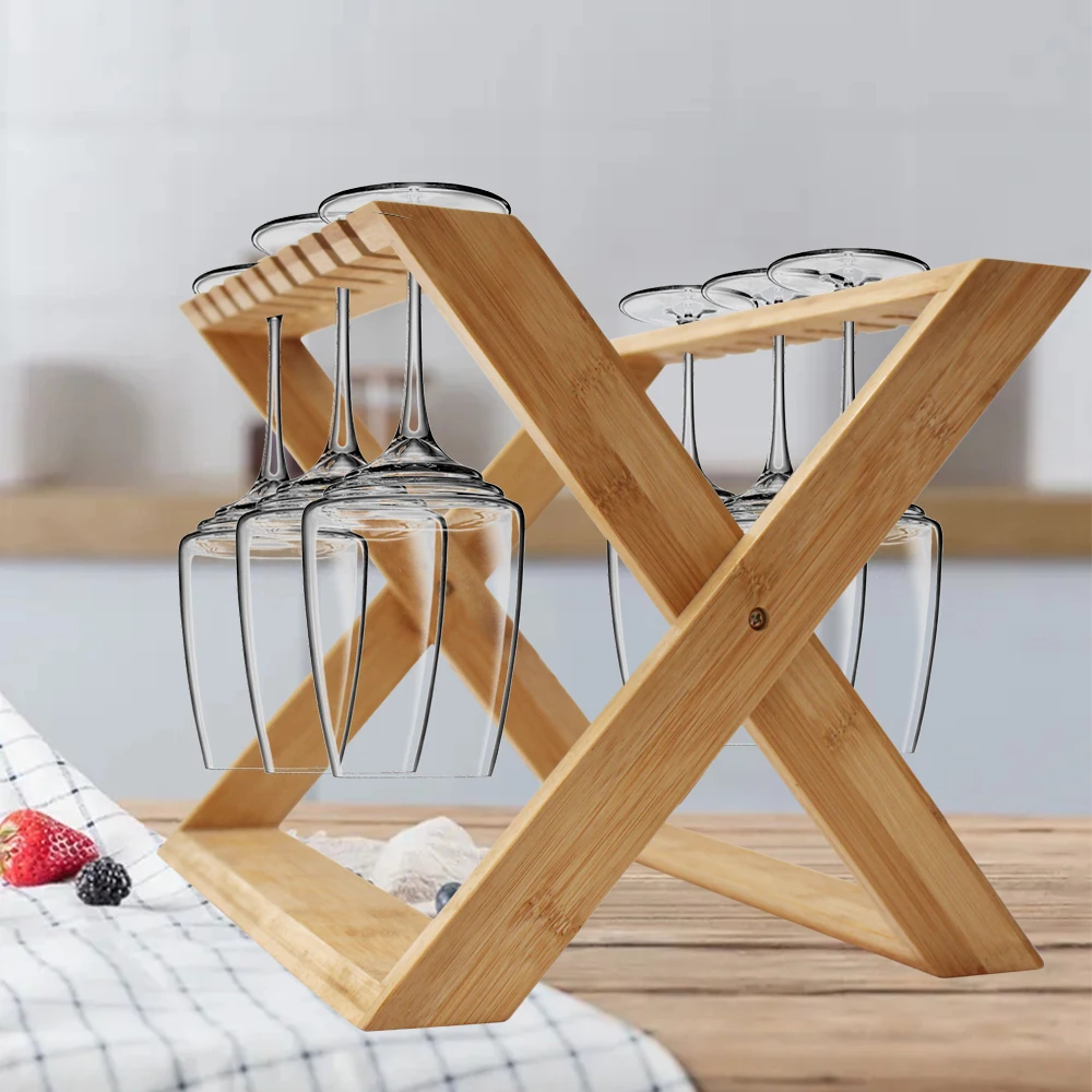 Kitchen Tabletop Display Wine Cup Holder Shelf Glass Drying Rack