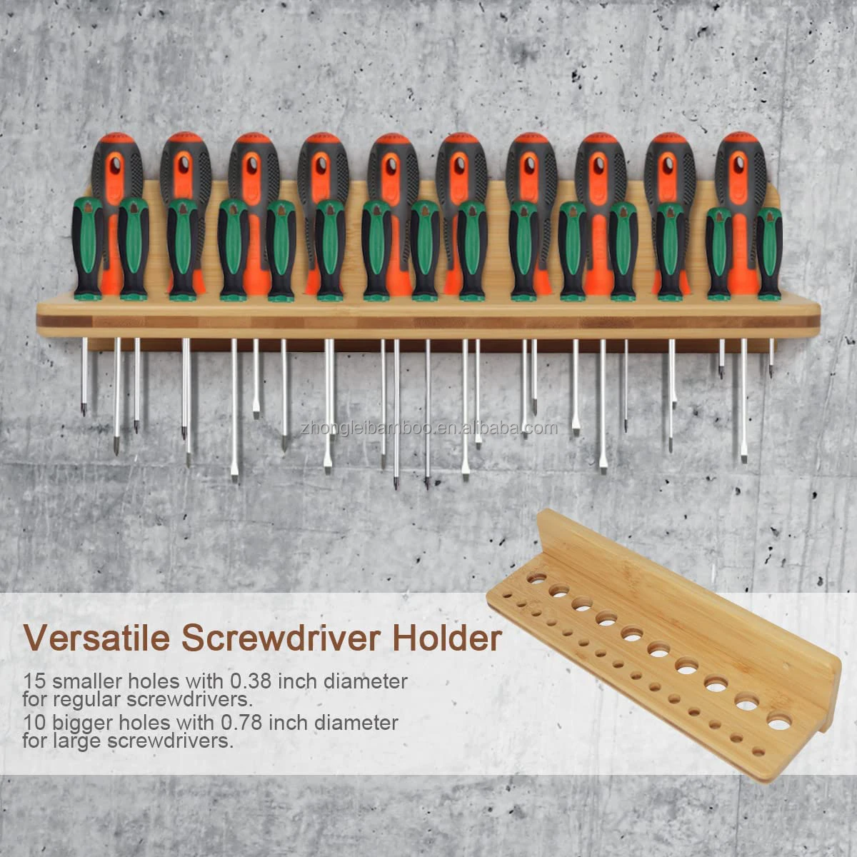 Bamboo Screwdriver Rack Wall Mount Wood Pliers Holder Hammer Rack