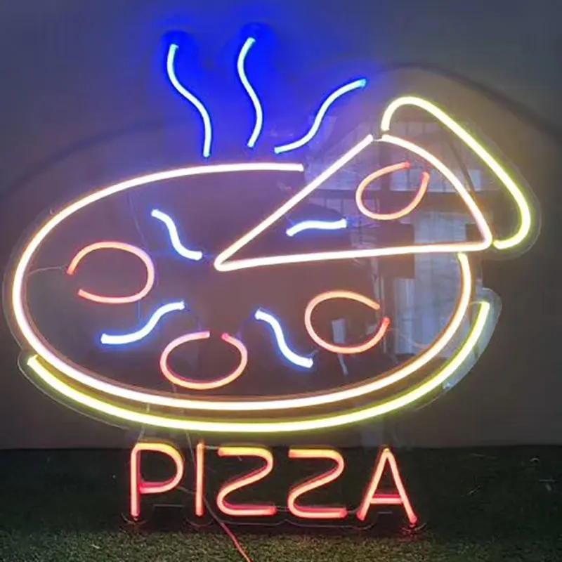 Panneau Lumineux Pizza Rétroéclairé 3D - Planatech - Jaune - Neuf