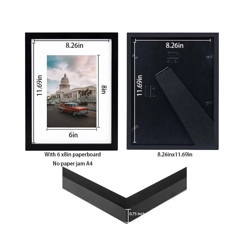 Frames Picture A4 & A3 Poster Frame For 6x8 Pictures Black Wood Picture