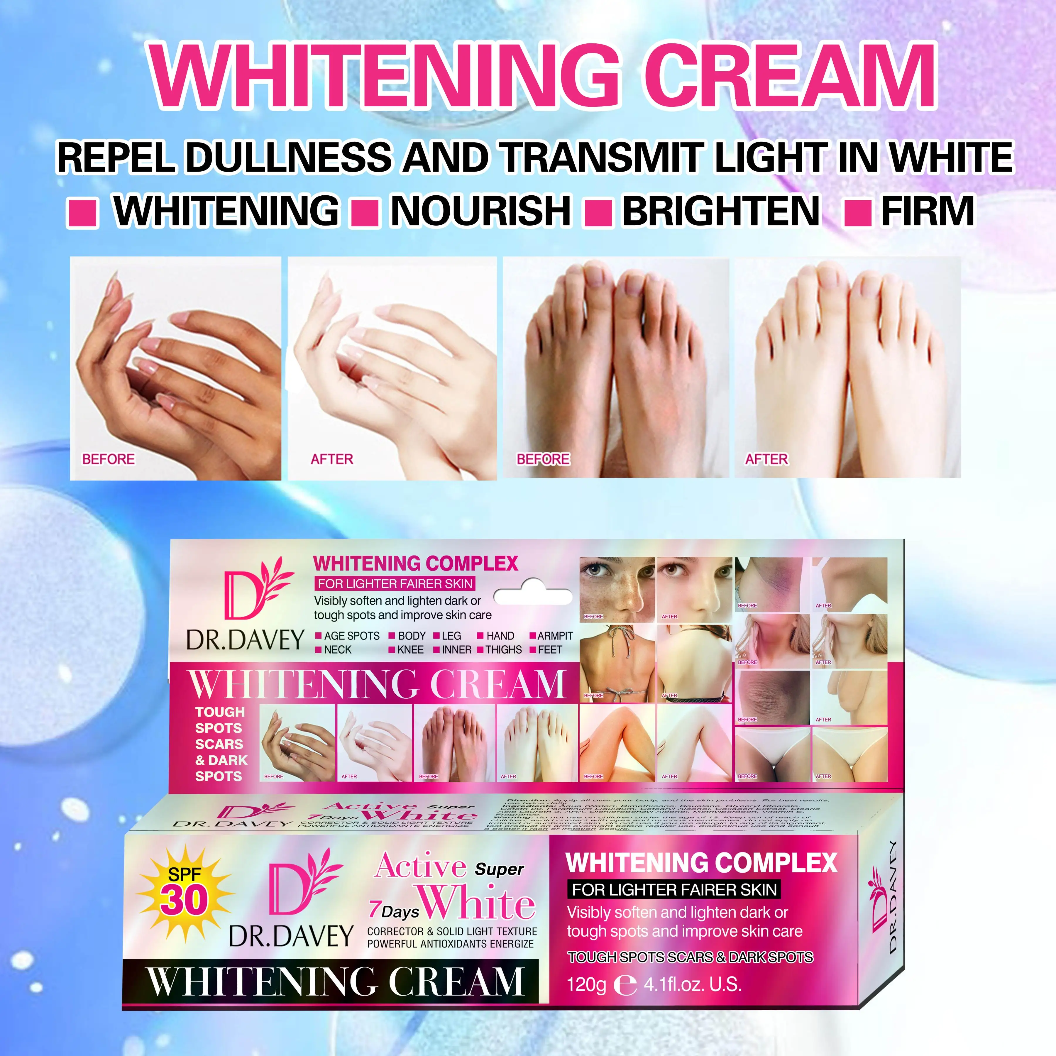 DR.DAVEY Active Super Whitening Cream for Dark Skin Brightening