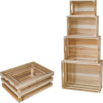 Unfinished cheap Storage Crates fir Wood Storage Crates Set of 4 Large Wooden Crates