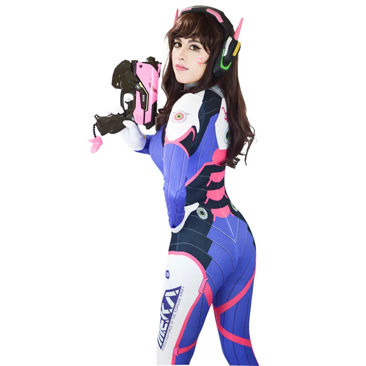 Sexy Women Dva Cosplay Costume Bodysuit Dva Game Female Spandex Halloween Party Jumpsuits Buy 