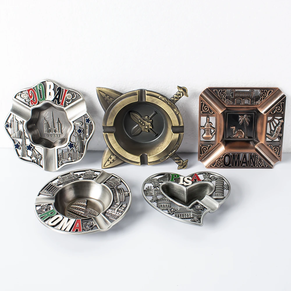 Custom Logo Creative Portable Luxury Vintage Souvenir Ash Tray Set