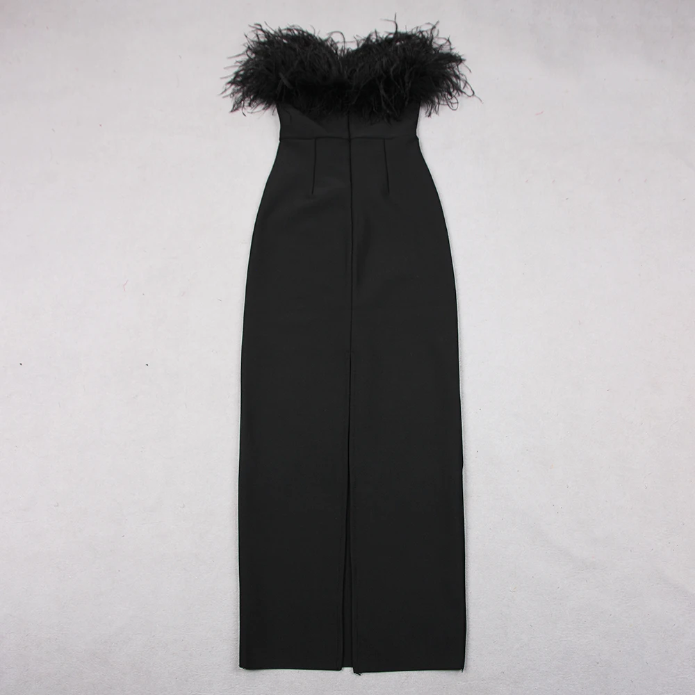 Feathered Noir Dress