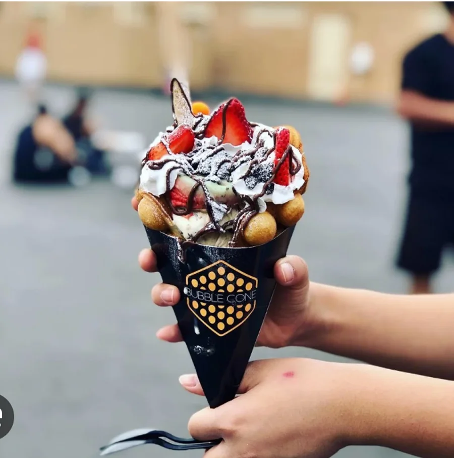 Dessert Waffle Shop Customized Print Logo Egg Ice Cream Waffle Paper Cone Printing Design Crepe Sweet Cone