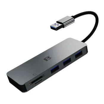 FB CR718-30 Metal 3 Ports Usb 3.0 Hub with 2 Slot Sd Tf Cf 6 in 1 Card Reader CF X1 + SD X1 + TF X1 + USB-AX3