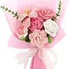 Bouquet di rose tulipano eucalipto rosa, senza schiuma floreale
