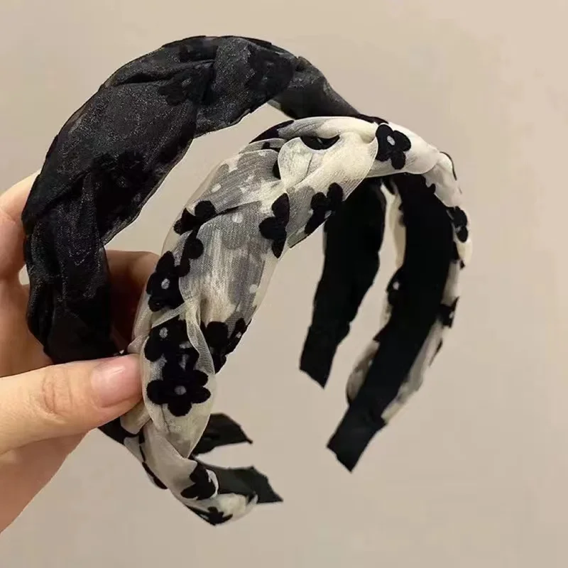 Землетрясения в винтажном стиле во французском органза витой повязка на голову женские стильные элегантные прогулки обруч для волос ретро