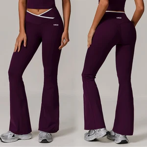 Custom Spandex Active Wear High V Waisted Color-Blocked Yoga Leggings Workout Wear Fitness Yoga Pants Yoga Sports Leggings