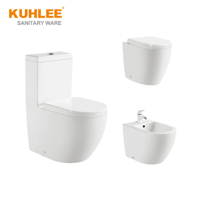 Hotel Ceramic Bathroom One Piece Toilet Set Wall Hung Floor Standing With Bidet Basin Suites