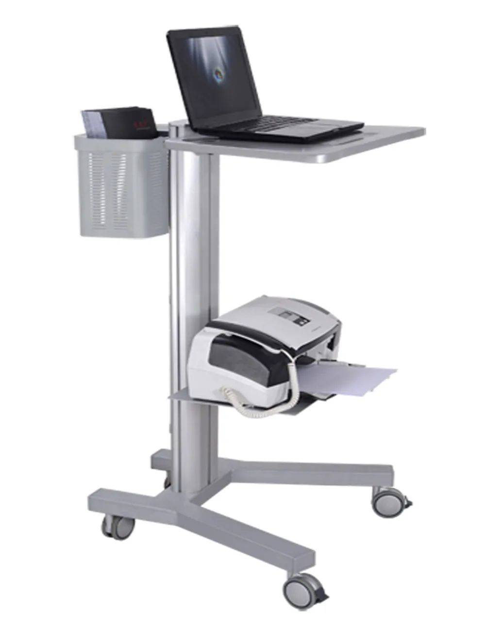 All in One Height Adjustable Industrial Laboratory Medical Hospital Workstation Mobile Rolling Laptop Computer Cart Trolley