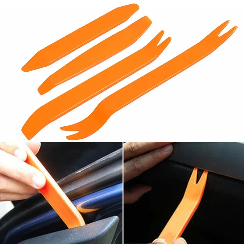 4pcs Portable Auto Car Radio Panel Door Clip Panel Trim Dash Audio Removal Installer Pry Kit New Condition Plastic Repair Tool