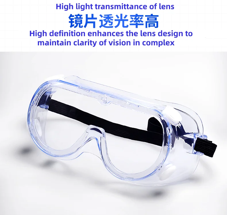 Transparent Plastic Anti Fog Eye Protective Safety Glasses Goggles
