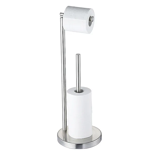 Porta Carta Igienica Cromato In Acciaio Inox SUS304 – Doppia Base, Moderno Da Parete – Per Bagno, Cucina, Camper, Nave - 6