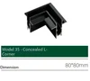 Model 35  Concealed L-shaped corner.