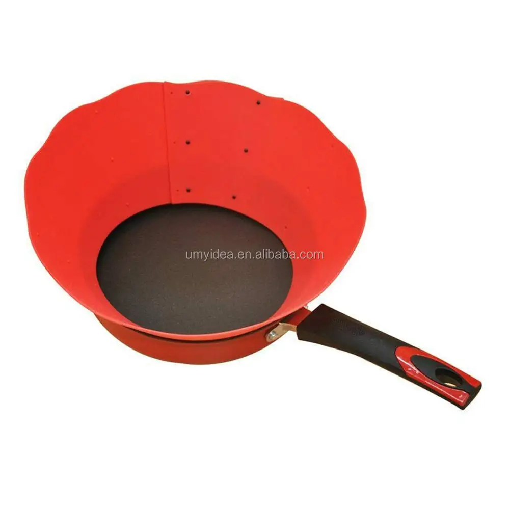 Pare-Éclaboussures De Friture En Silicone Réglable – Protection Anti-Graisse 70 Cm Orange – Adaptable Poêles 22 à 28 Cm – Facile à Nettoyer