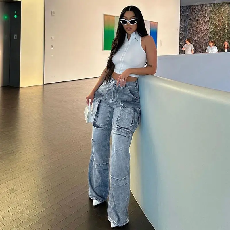 Shop 2023 Casual Summer Denim Pants - High Waist & Multi Pocket