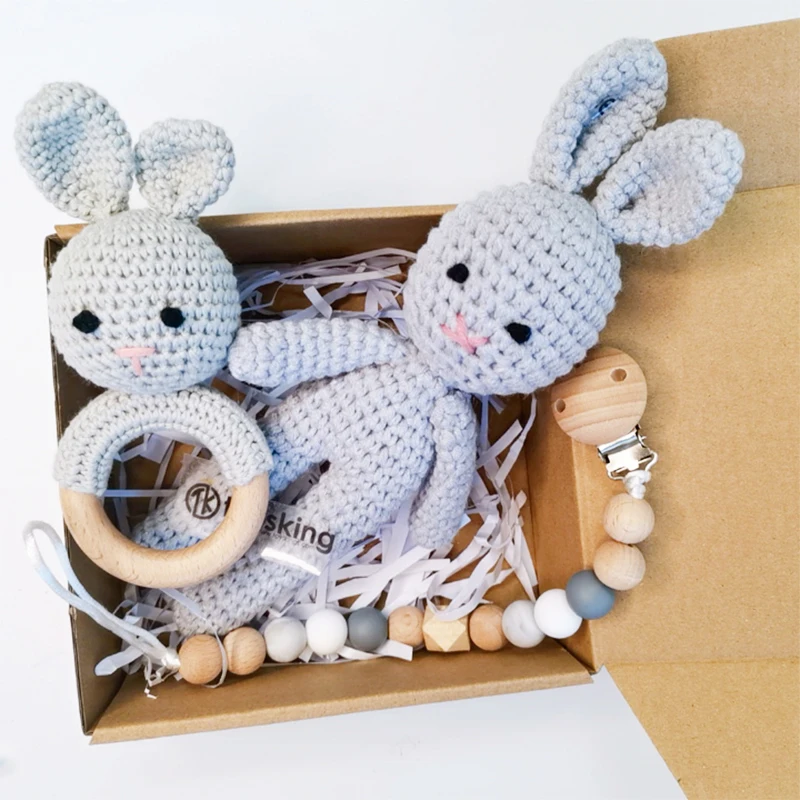 Органический хлопок Amigurumi вязание крючком Koala детские погремушки деревянный Прорезыватель