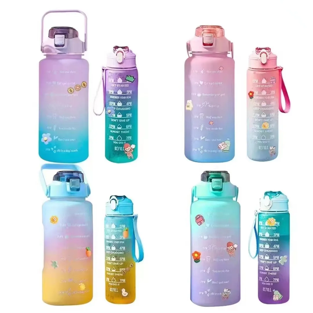 1l 320z And 2 L 640z Plastic Motivational Sport Water Bottle Bottle Gym ...