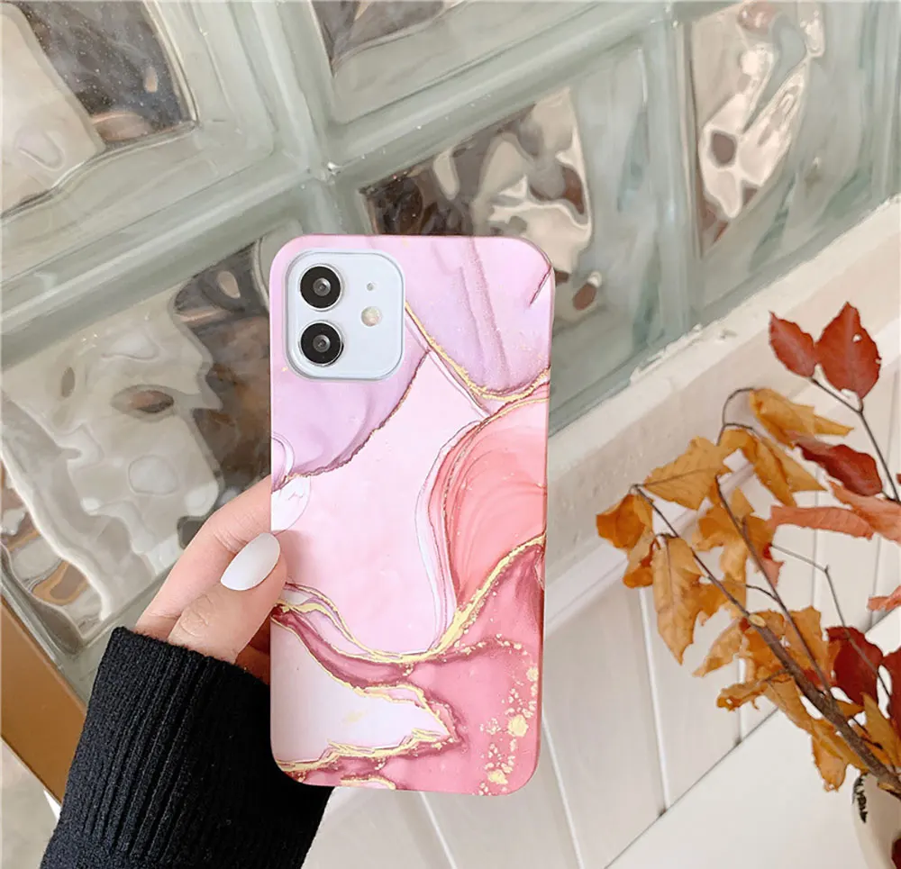 Marble Phone Cases For Iphone X 7 8 10 11 12 13 14 15 Max Pro Plus Luxury Colourful Shell Pattern Gold Case Sjk145 Laudtec factory