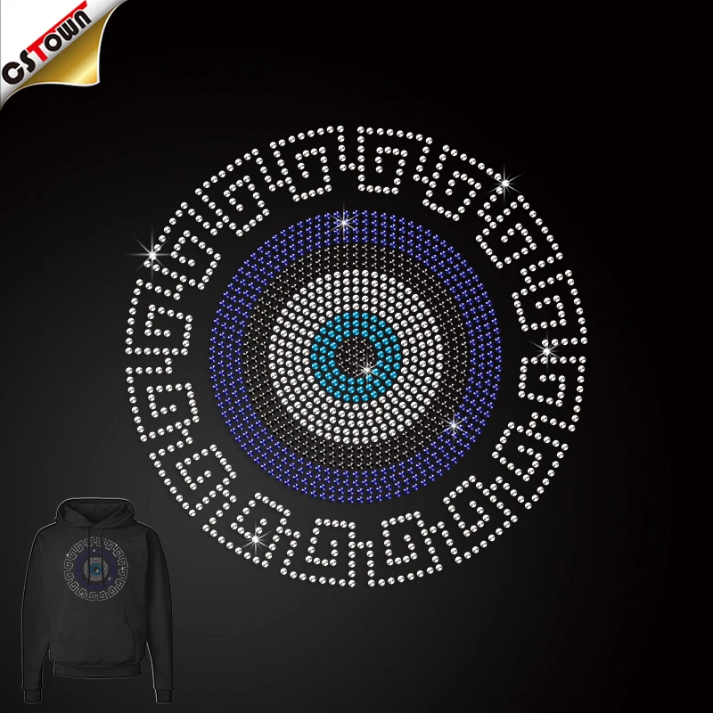 Evil Eye Rhinestone Iron-On Transfer - DIY Bling Sparkle Design With 875 Stones (8.1" X 3.5")