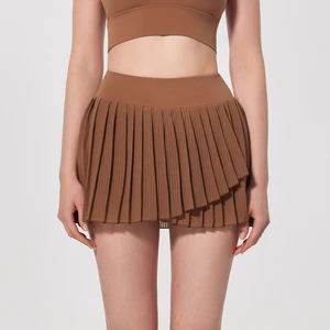 Ladies Pleated Inner Lining Spandex/Nylon Tennis & Yoga Sports Skirt with Pockets Quick-Drying Breathable for Outdoor Fitness