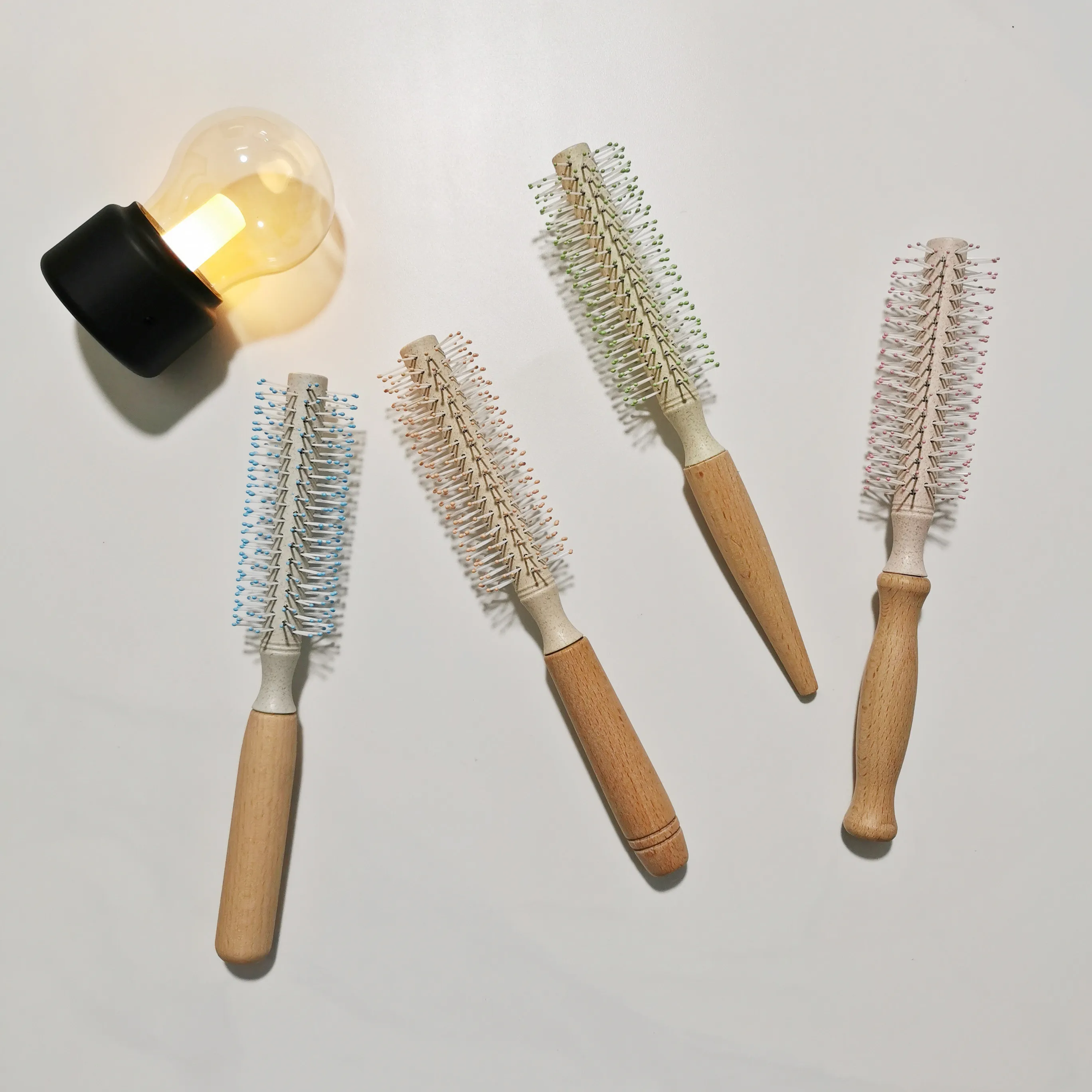 High Quality Low Price Wheat Straw Roll Circle Wooden Hairbrush Organic  Premium Paddle Hair Brush Colorful Pins Round Hairbrush - Buy Round  Hairbrush Comb For Woman,Hair Care Brush Comb For Home,Wig Comb