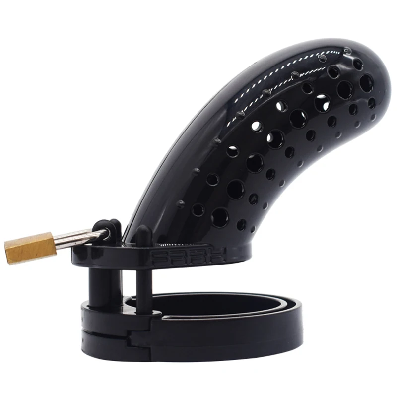 Free Custom Box - Plastic Cock Cage Male Chastity Devices for Men Pink Stomata Penis Ring With 4Size Fish Head Shape Lock