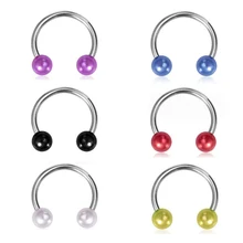 16G horseshoe septum perforated body jewelry  Imitation pearl Stainless steel nose ring