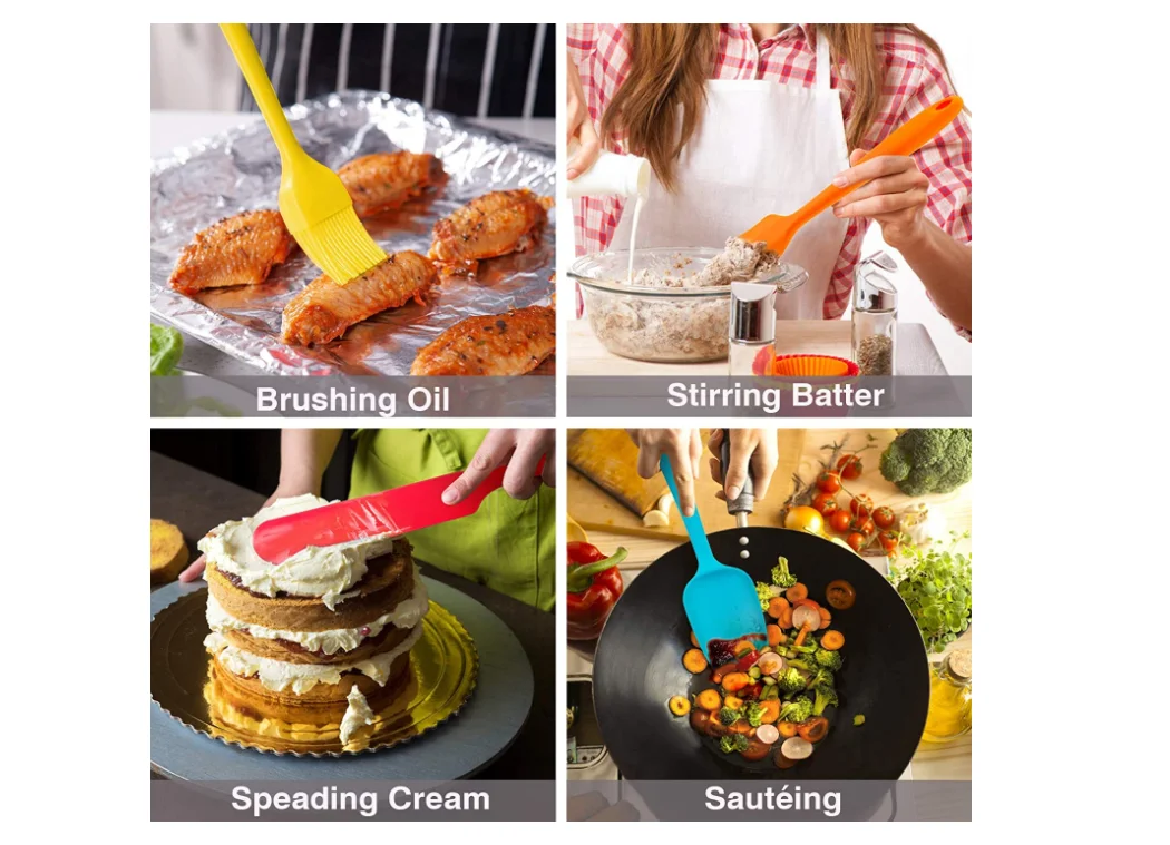 Modern Eco-Friendly 2-Piece Silicone Spatula Brush Set Non-Stick Flexible Basting Pastry Brush for Cooking and BBQ-Grilling manufacture