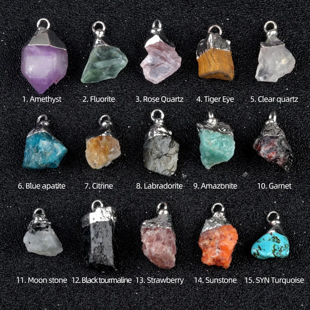 10mm Natural Irregular Crystal Quartz Agate Stone Druzy Pendant Gilt Edge Gemstone for DIY Charm Jewelry Accessories
