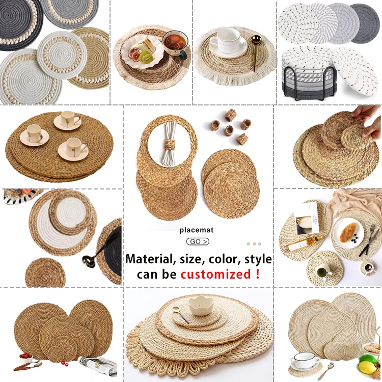 Hot Selling Natural Round Placemats Set Of 6 Straw Woven Place Mats