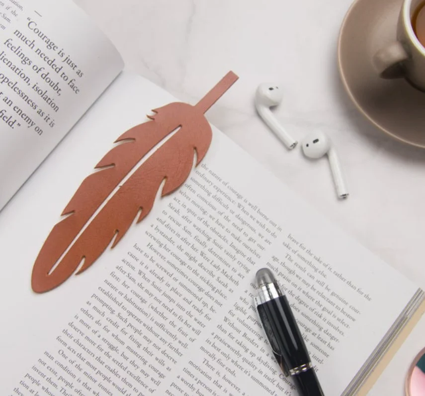 Personalized Genuine Leather Feather Bookmark Sublimation Bookmark Cute Leather Bookmark