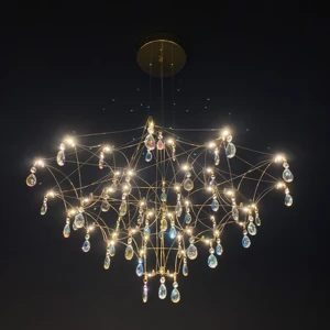 ECOJAS Crystal Chandelier Hotel Lighting Modern Design Glitter Light Cube for Villa Hotel Living Room Pendent Light