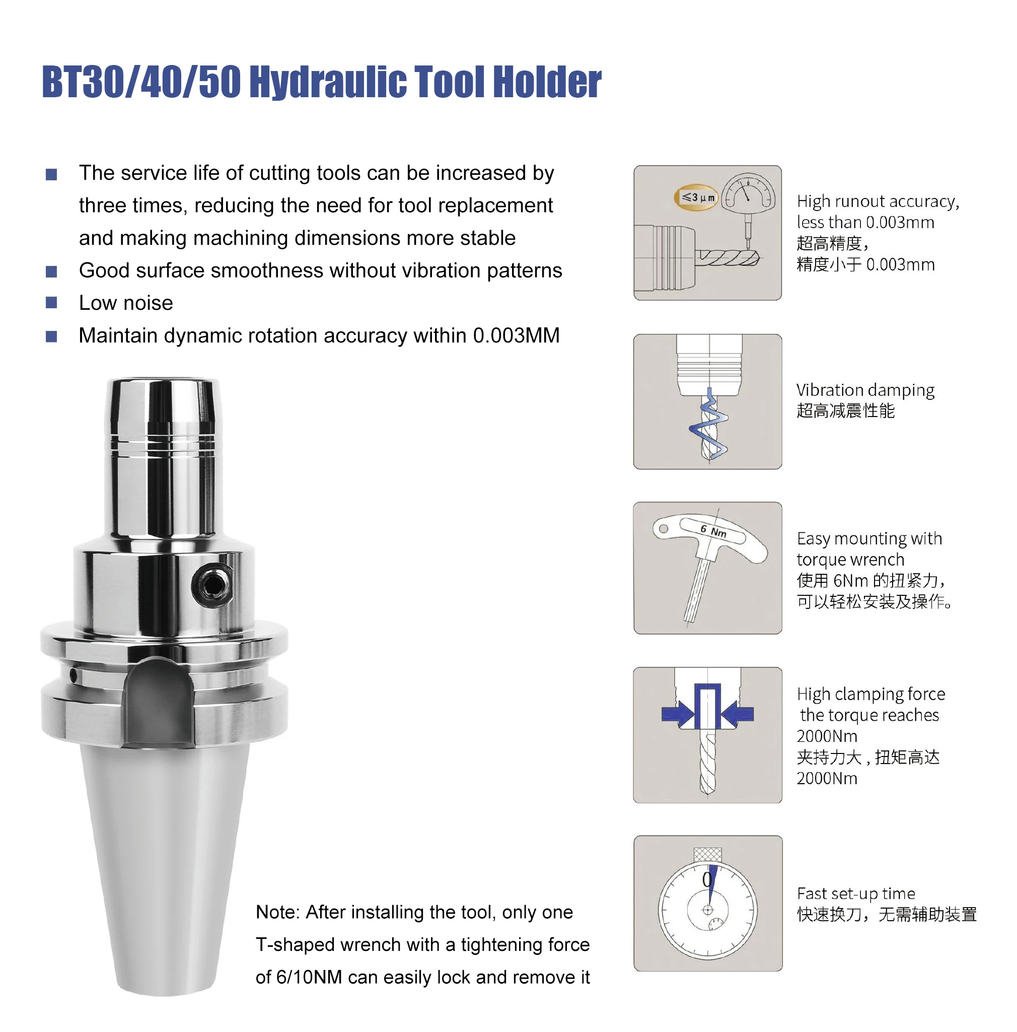 CNC Turning Machine Tool Holders Bt30 Bt40 Bt50 Hydraulic Tool Holder