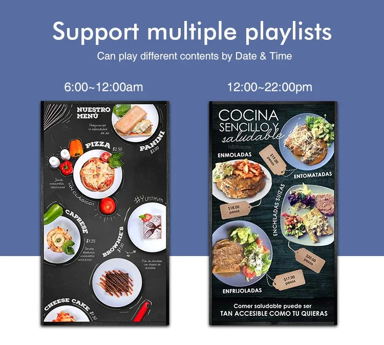 Hanign Table Menu 4K HD Hanging Menu Digital Display Screen for Restaurants