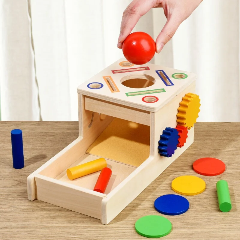 Montessori educatief speelgoed Vroeg leermateriaal Tandwiel Kleuren combineren Houten speelset Baby speelgoed Muntendoos Objectpermanentiedoos Speelgoed