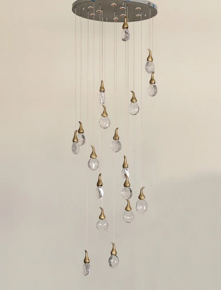 Wholesale modern customized size hotel restaurant crystal chandelier stairwell Large cristal hanging lighting for high ceilling