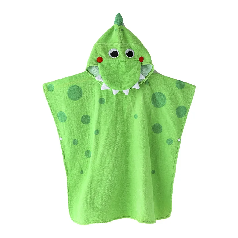 Hot Sell Animal Shape Dinosaurs Double-sided Snowflake Fleece Super Absorbent Baby Hooded Bathrobe Baby Kids Cotton Blanket supplier