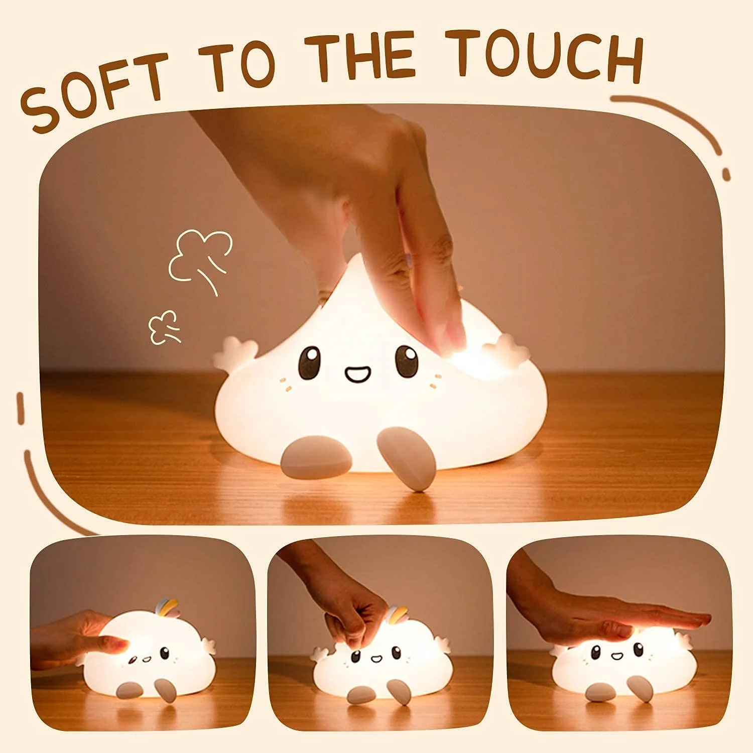 Children Tap Control LED Night Light Multi Color Silicone Night Light Cute Cloud Night Light for Kids
