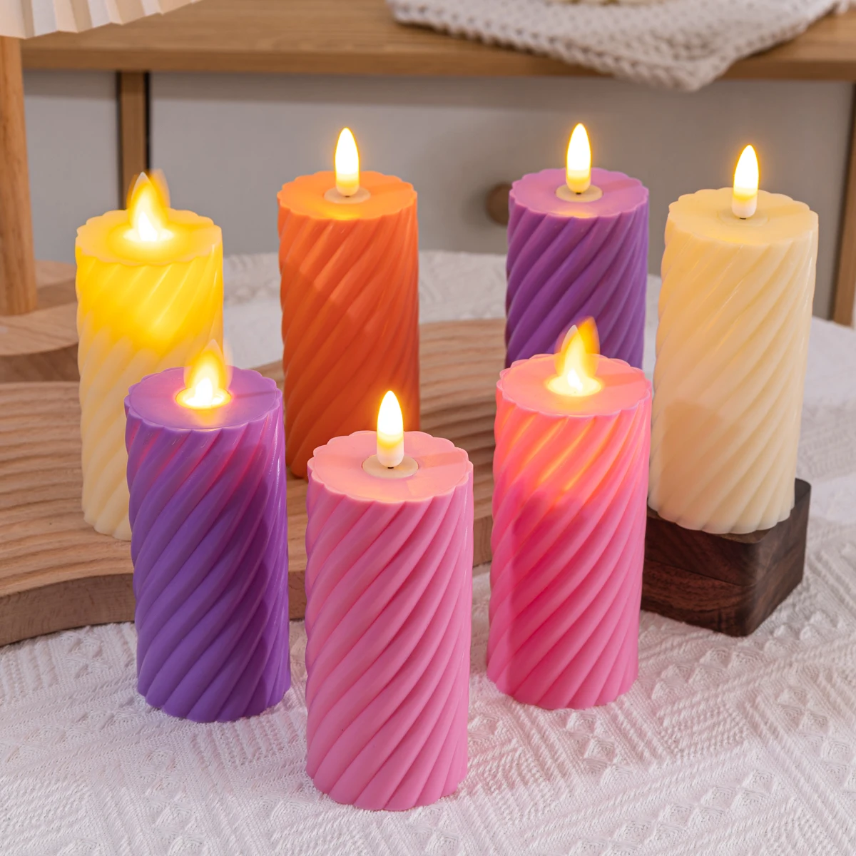 product spiral patterned colored candle flameless led candle birthday party indoor home decoration holiday decoration light-30